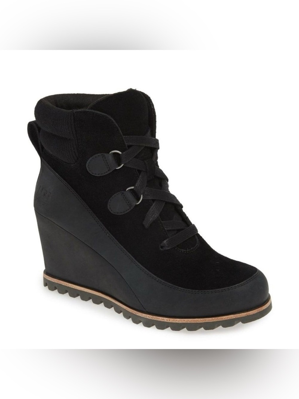 UGG Kriston Waterproof Suede Wedge Boots Charcoal Gray & Black Size 10